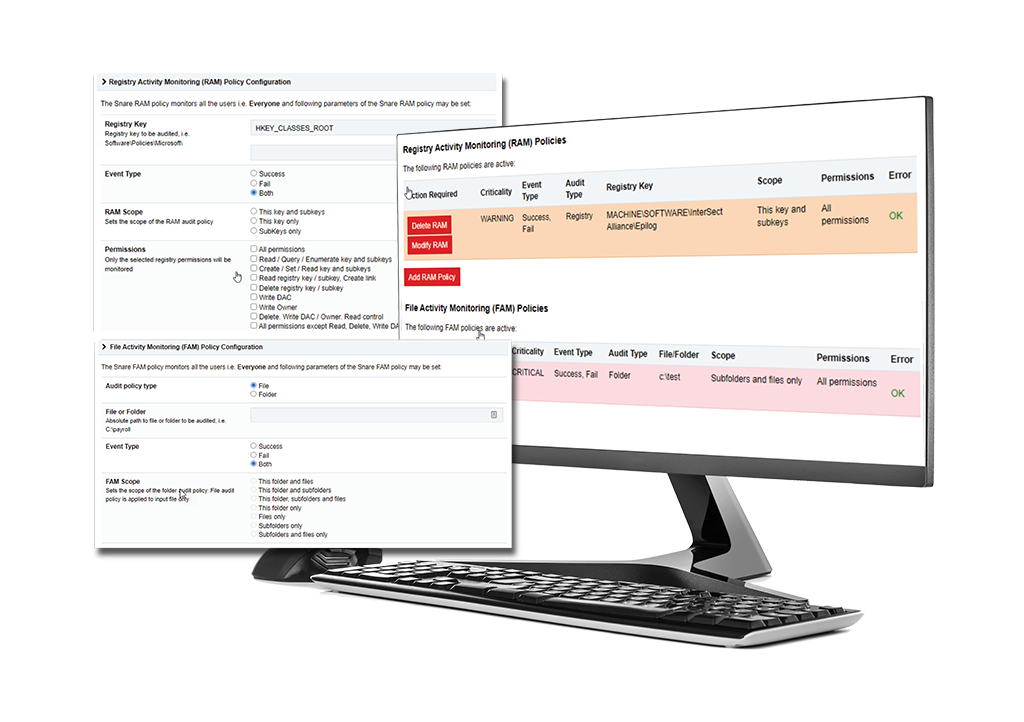 Snare Centralized Log Management Agent Dashboards